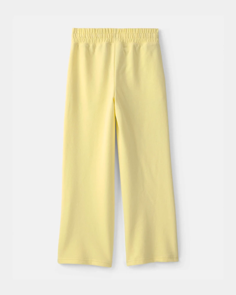 Girls French Terry Wide-Leg Pants - Yellow