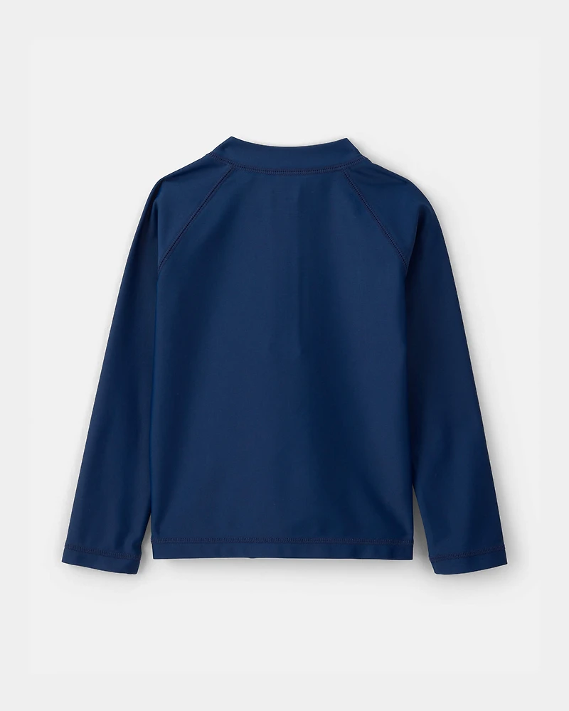 Toddler Boy 2-Piece Rashguard & Swim Trunk Set - Navy/Coral