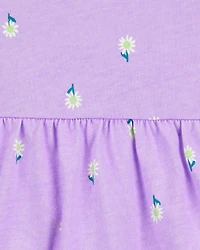 Baby Girl Floral Bodysuit Dress - Purple