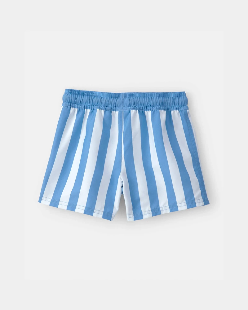 Toddler Boy Striped Swim Trunks - Blue