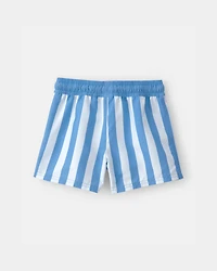 Toddler Boy Striped Swim Trunks - Blue
