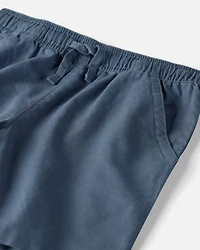 Boys 2-Piece Linen Top & Short Set Made with Organic Cotton Blue Hibiscus