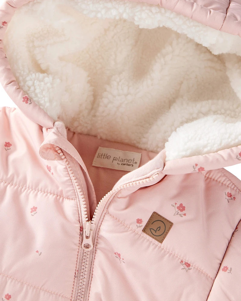 Baby Girl 1-Piece Snowsuit Made with Recycle Materials Blush Petals Print