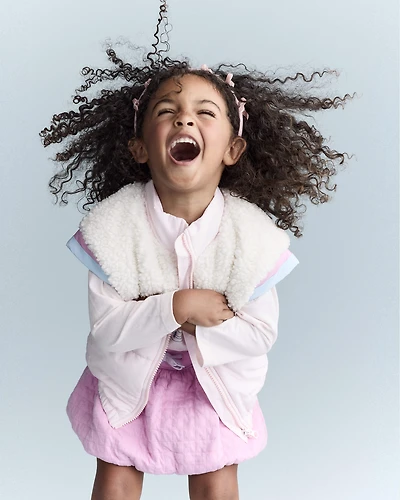 Toddler Girl Colourblock Zip-Up Jacket - Light Pink/Cream