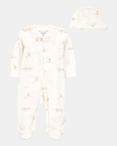 Baby Boy 2-Piece 2-Way Zip Sleeper & Cap Set