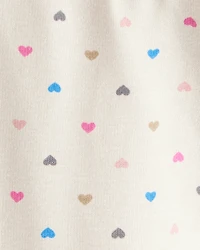 Baby Girl Heart Print Pull-On Stretch Cozy Leggings - Cream