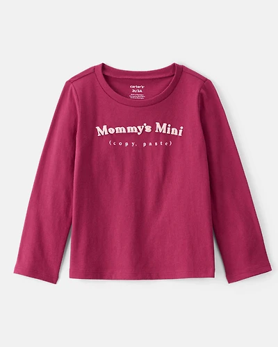 Toddler Girl Mommy's Mini Long-Sleeve Graphic Tee - Burgundy