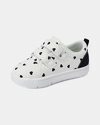 Baby Girl Heart Print Every Step® First Walker Casual Shoes - White/Black