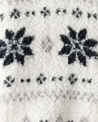 Baby Girl Fairisle Sherpa Quarter-Zip Pullover - White
