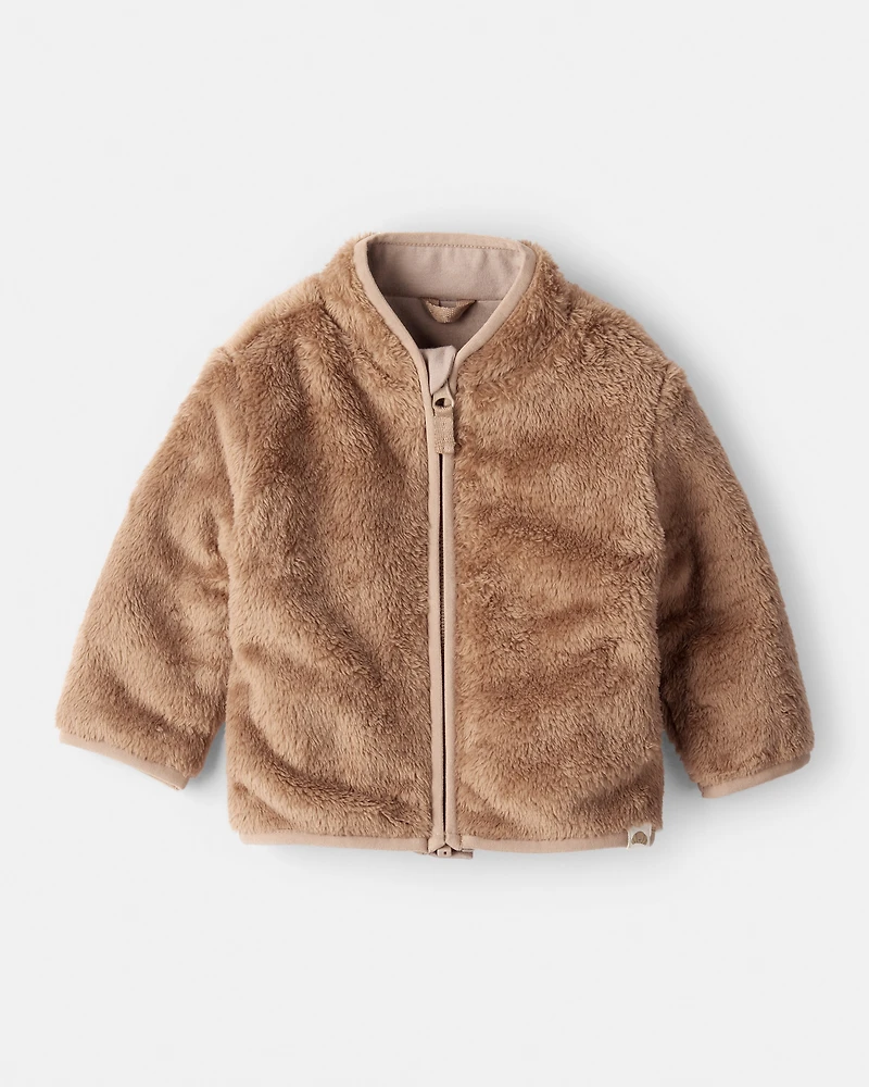 Baby Boy Sherpa Zip-Up Jacket - Brown