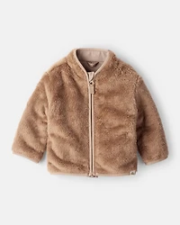 Baby Boy Sherpa Zip-Up Jacket - Brown