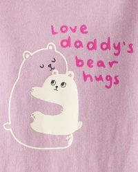 Baby Girl Bear Hugs Long-Sleeve Graphic Bodysuit - Pink