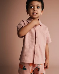 Toddler Boy Button-Down Short-Sleeve Shirt - Peach