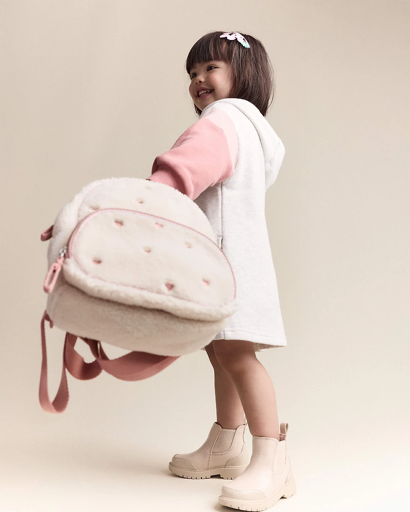 Toddler Girl Colourblock Long-Sleeve Hooded Sweatshirt Dress - Light Heather Grey