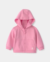 Baby Girl French Terry Zip-Up Hoodie - Pink