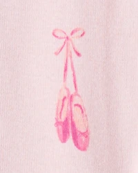 Baby Girl Ballet Print 100% Cotton Long-Sleeve 2-Way Zip 1-Piece Pyjamas - Pink