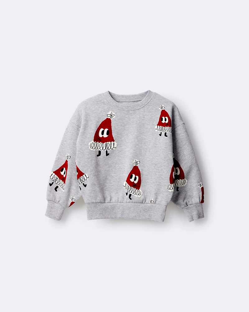 Toddler Santa Hat Dolman-Sleeve Sweatshirt - Heather Grey
