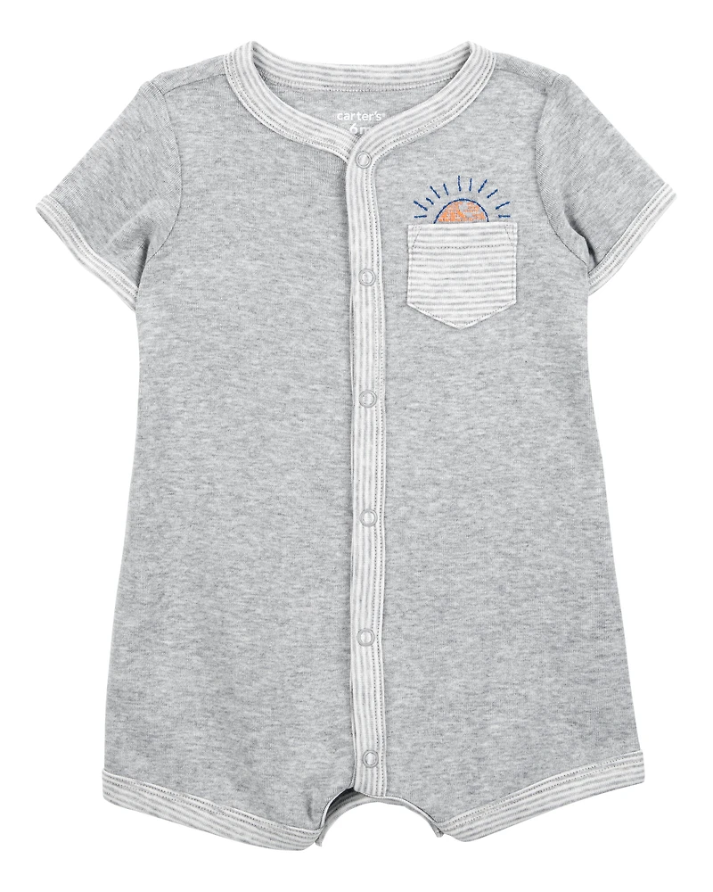 Baby Boy Short-Sleeve Romper - Grey