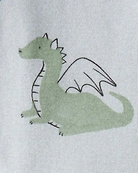 Toddler Boy Dragon Print 100% Cotton Long-Sleeve 2-Way Zip 1-Piece Pyjamas