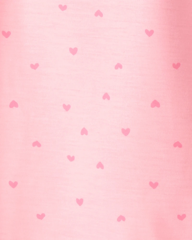 Girls Heart Floral Loose Fit Night Gown - Pink