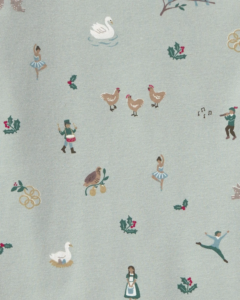 Kids 2-Piece Organic Cotton Pyjamas 12 Days of Christmas Print