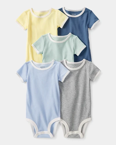 Baby 5-Pack Solid Multipack Bodysuits - Blue/Yellow/Green