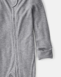 Baby Boy Solid PurelySoft Long-Sleeve 2-Way Zip Sleeper - Grey