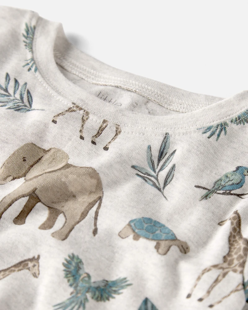Kid Safari Print Organic Cotton 2-Piece Pyjamas