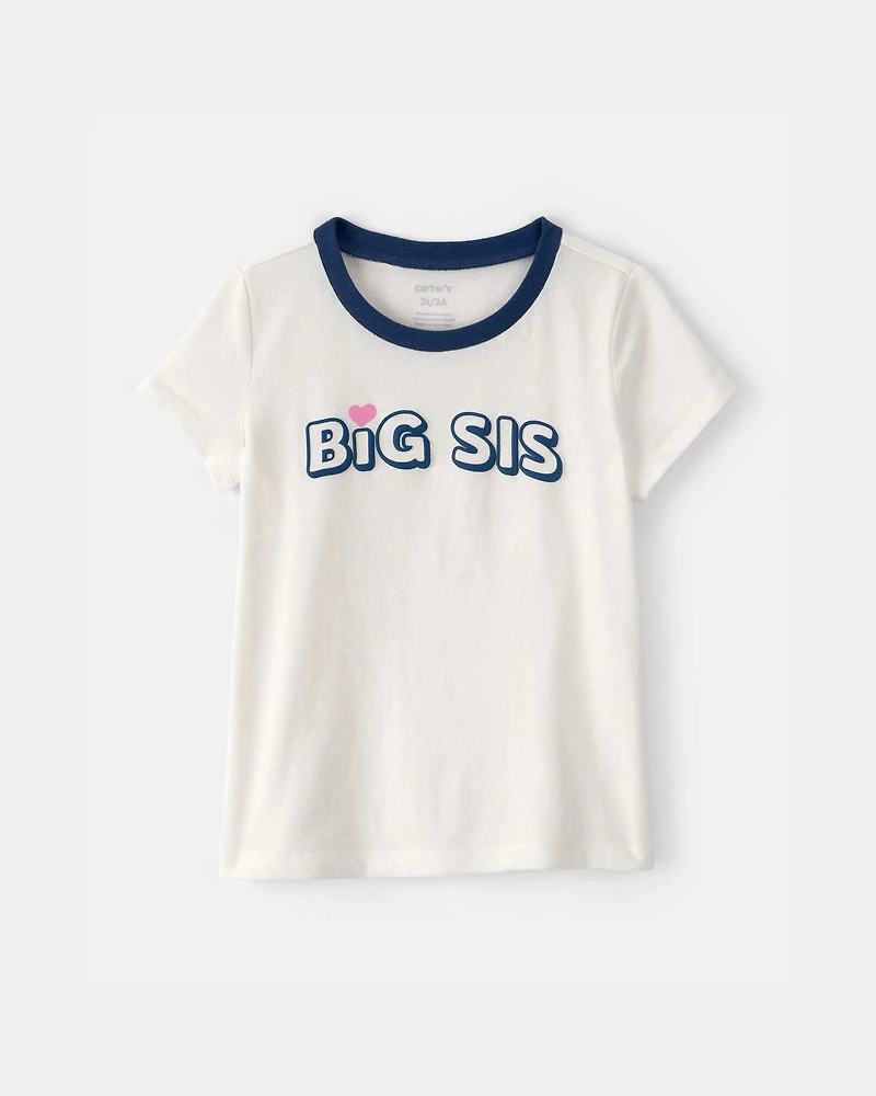 Toddler Girl 'Big Sis' Graphic Tee - Ivory