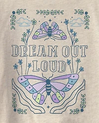 Girls Butterfly Long-Sleeve Top - Ivory