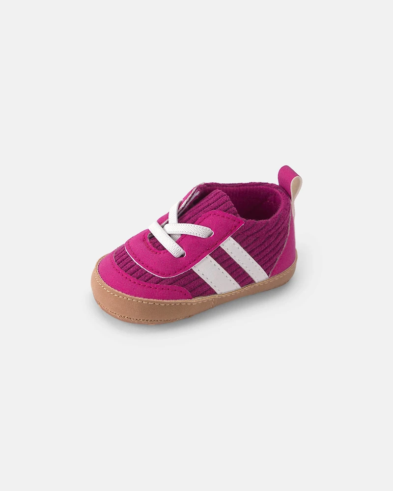 Baby Girl Striped Sneakers - Burgundy