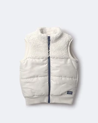 Toddler Sherpa Ski Puffer Vest - Cream