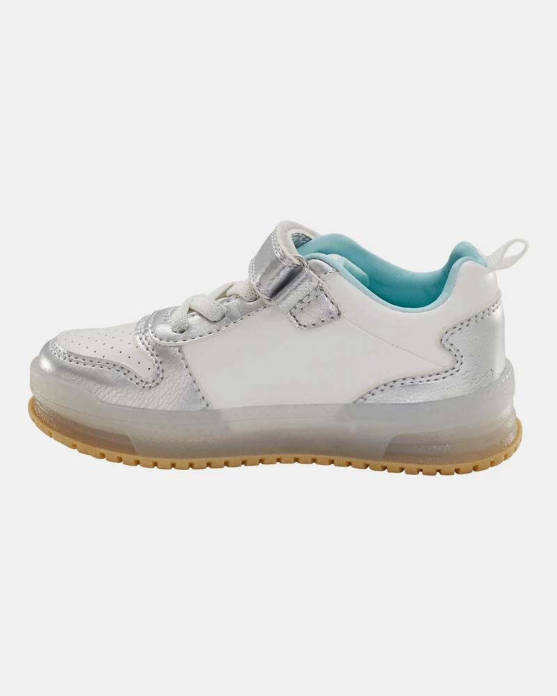 Toddler Light Up Metallic Sneakers - Silver/Aqua