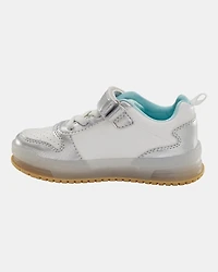 Toddler Light Up Metallic Sneakers - Silver/Aqua