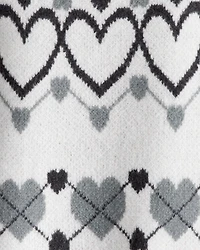 Girls Heart Sweater - White