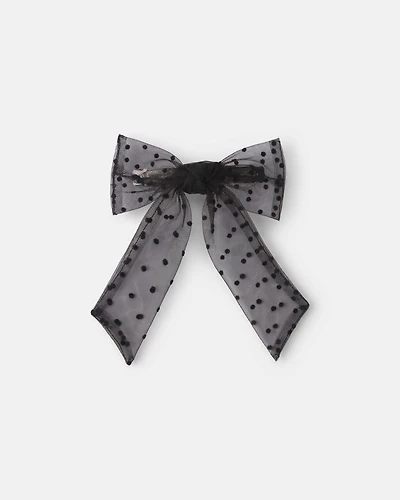 Toddler Girl Sheer Bow Hair Clip - Black