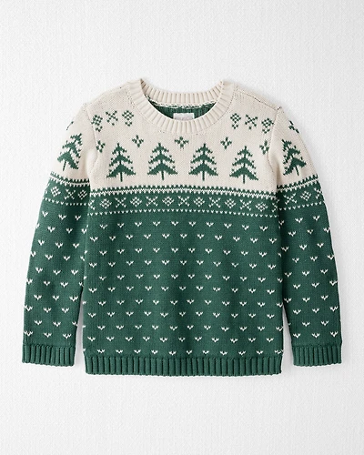 Kid Organic Cotton Evergreen Fair Isle Sweater