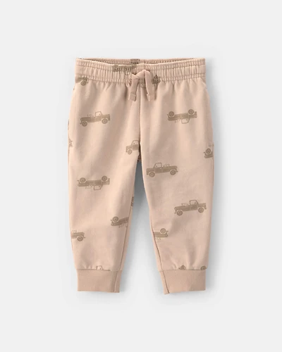 Baby Boy Truck French Terry Jogger - Beige