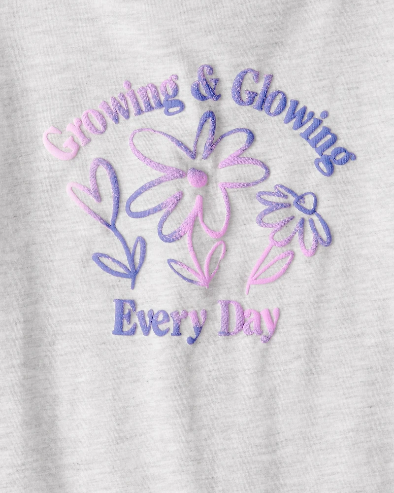 Girls Growing & Glowing Long-Sleeve Graphic Tee - Grey