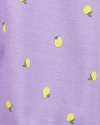 Baby Girl Lemon Short-Sleeve Romper - Purple