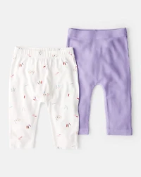 Baby Girl Paint Print PurelySoft Pull-On Pants - White/Purple