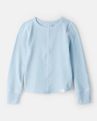 Girls Active Rib Long-Sleeve Top - Blue