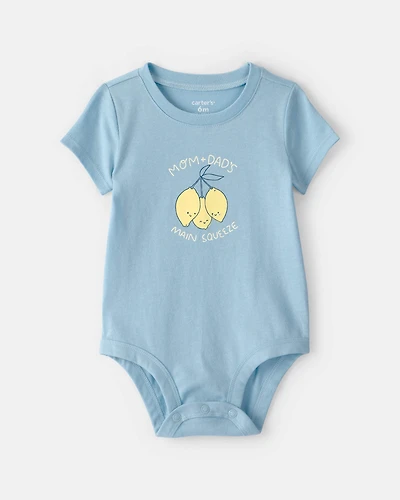 Baby 'Main Squeeze' Lemon Graphic Bodysuit - Blue