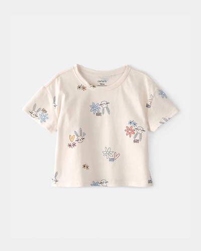 Baby Girl Easter Bunny Floral Top - Cream