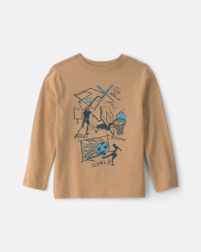 Boys Soccer Long-Sleeve Graphic Tee - Brown