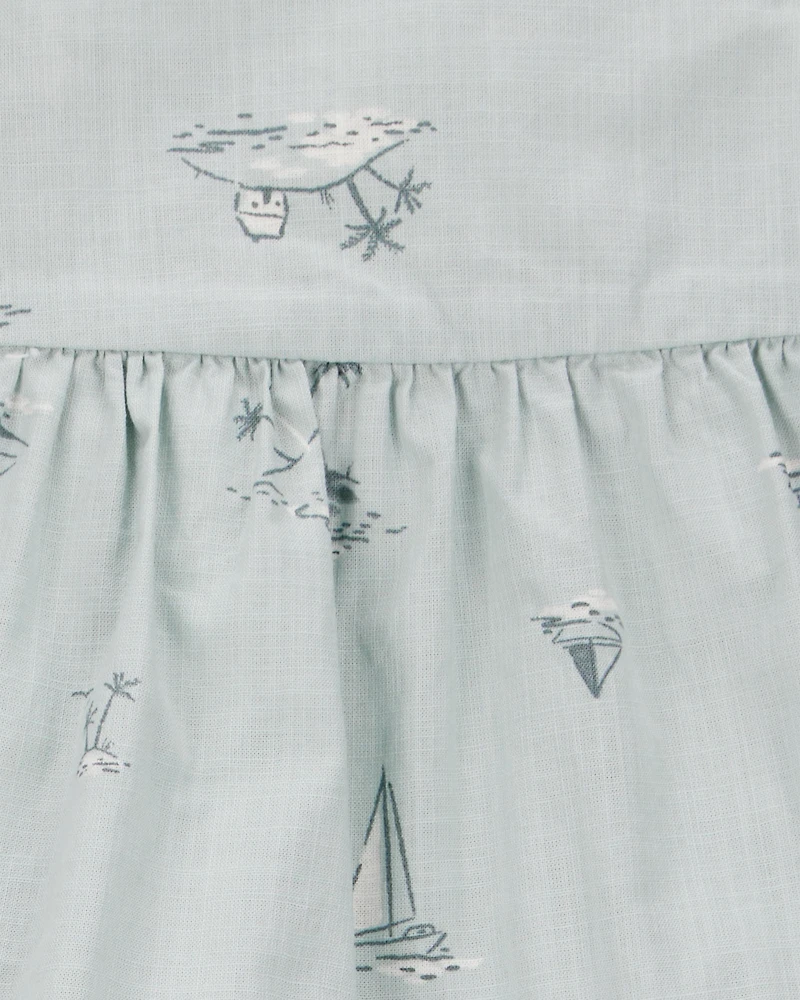 Baby 2-Piece Flutter Tank & Pull-On Short Set - Blue/White