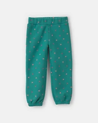 Toddler Girl 2-Piece Heart & Floral Fleece Long-Sleeve Top Pant Set - Green