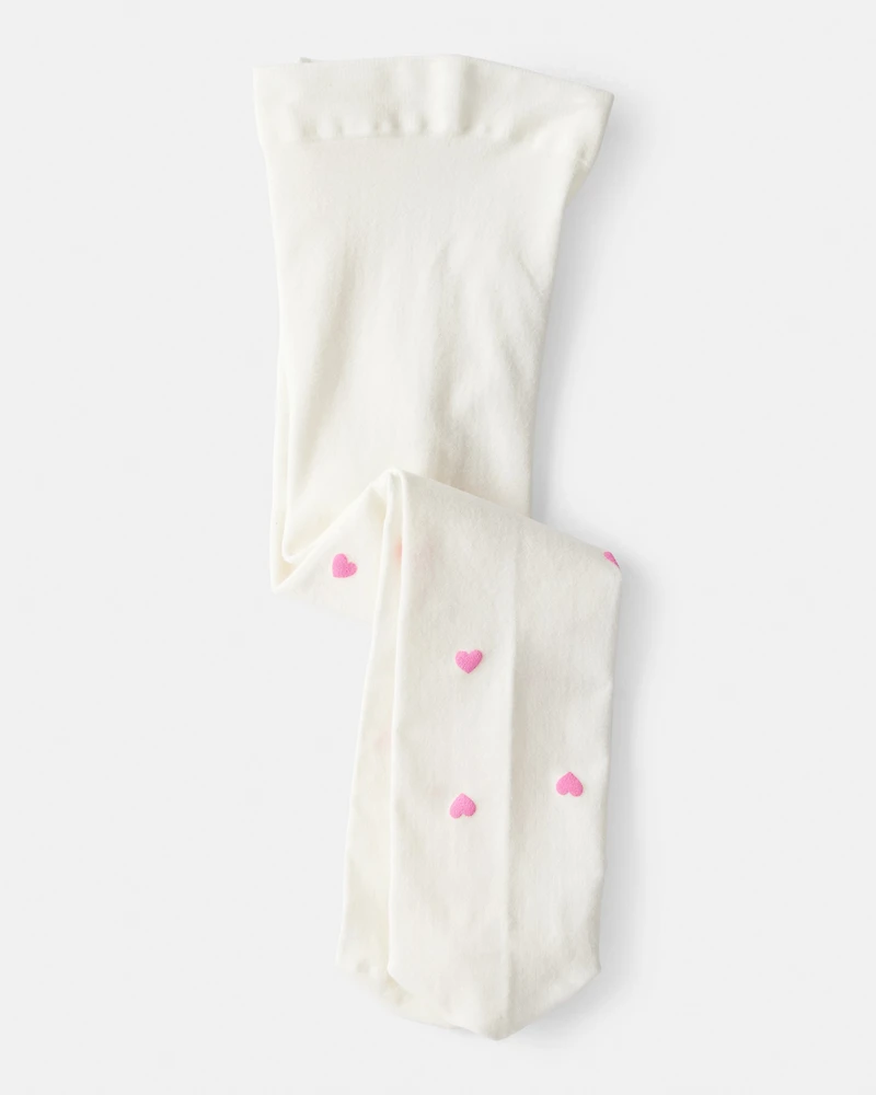 Baby Girl Heart Tights - Pink/White