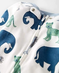 Baby Organic Cotton 1-Piece Pyjamas Wildlife Print