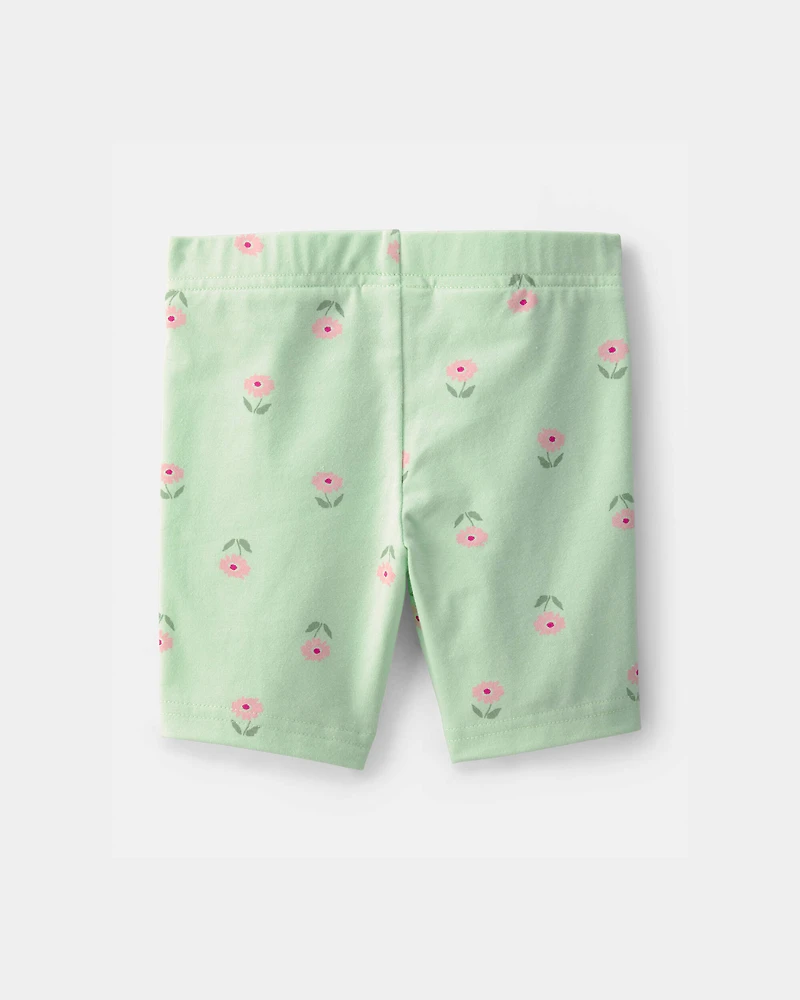Toddler Girl Floral Bike Shorts - Green